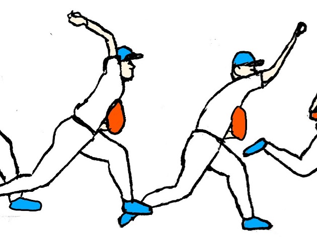 親子で押さえたい守備職人宮本慎也氏の教えるキャッチボールのポイント。加速期～フォロースルー期。グローブは内向きにし肘は腰へ